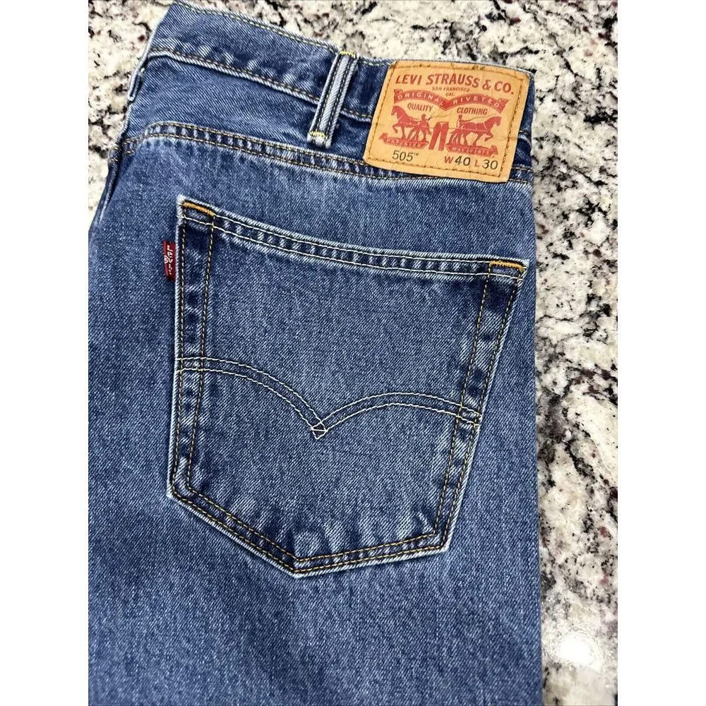 Levi's Men's Straight Jeans Blue Cotton 40x30‎ 505 Original Fit Jeans 2nd